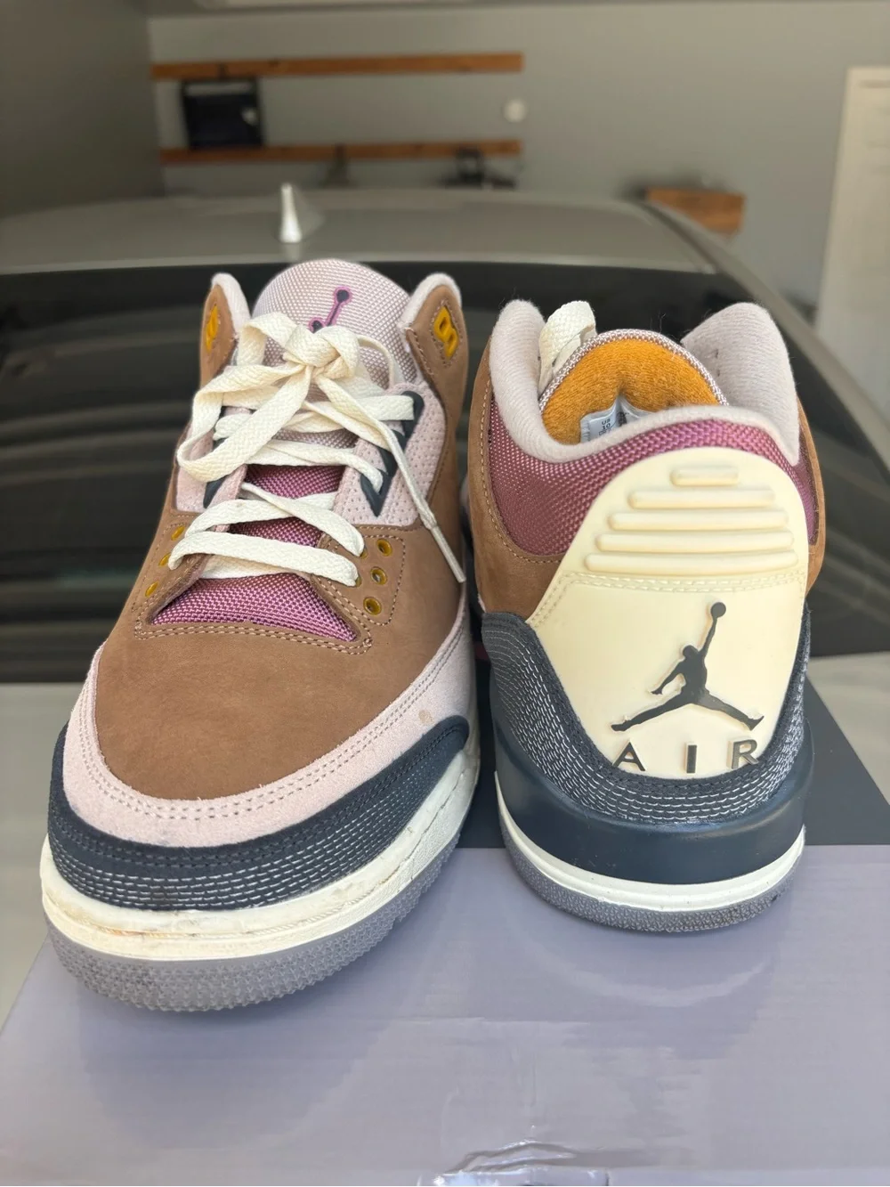 Jordan men’s Brown and Pink Suede Sneakers